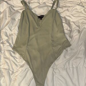 Almost Famous Ribbed Bodysuit in Light Green